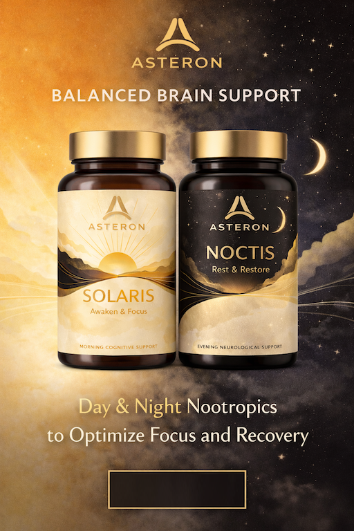 Asteron Solaris and Noctis — Balanced Brain Support. Day and Night nootropics to optimise focus and recovery.