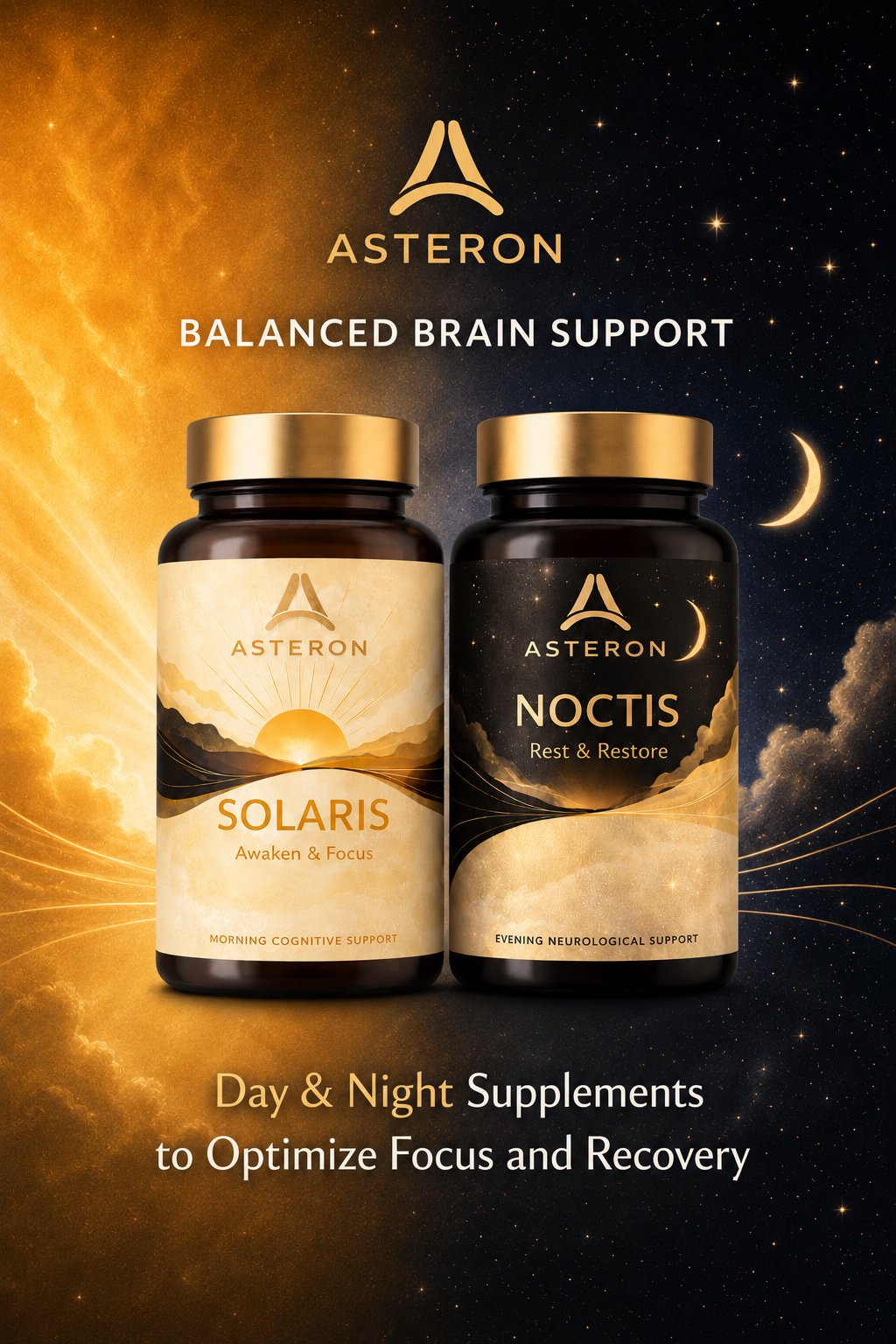 Asteron Solaris and Noctis — day and night cognitive support protocol.